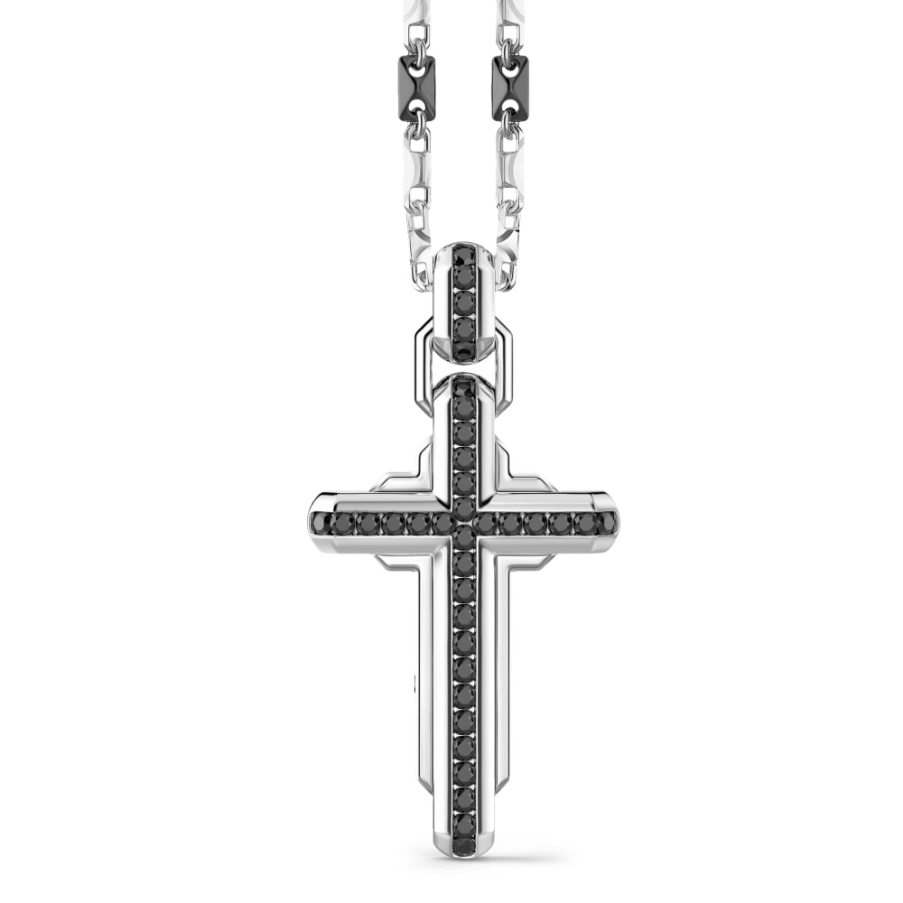 Epinki Collana con Ciondolo, Croce con Corda di Cera Argento Collane con Ciondolo in Acciaio Inossidabile per Uomo Catena Epinki Collana con Ciondolo, Croce con Corda di Cera Argento Collane con Ciondolo in Acciaio Inossidabile per Uomo Catena