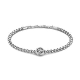 ZANCAN Bracciale da Uomo in Argento Maglia a Sfere Lucide in Argento con Rosa dei Venti ESB200
