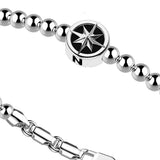 ZANCAN Bracciale da Uomo in Argento Maglia a Sfere Lucide in Argento con Rosa dei Venti EXB718 Dettaglio