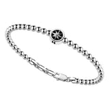 ZANCAN Bracciale da Uomo in Argento Maglia a Sfere Lucide in Argento con Rosa dei Venti EXB718