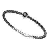 ZANCAN Bracciale da Uomo in Argento Maglia a Sfere in Argento Nero con Rosa dei Venti EXB717