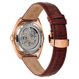 BULOVA Orologio Automatico Solo Tempo Uomo con Cassa Esagonale Rosè Quadrante Bianco e Cinturino in Pelle 97A175