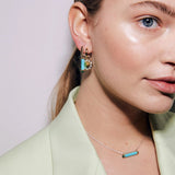 Charm per orecchini Ti Sento con sole dorato in argento bicolore e zirconi indossati 9228ZY