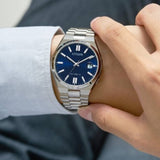 CITIZEN Automatico TSUYOSA con Cassa Rotonda Quadrante Blu e Cinturino Acciaio Indossato NJ0150-81L