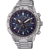 CITIZEN Orologio Radiocontrollato al Quarzo Uomo con Cassa Rotonda Quadrante Blu e Cinturino in Super Titanio CB5010-81L