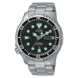 CITIZEN Orologio Automatico Datario Uomo con Cassa Rotonda Quadrante Nero e Cinturino in Acciaio NY0040-50E