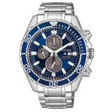 CITIZEN Orologio Cronografo al Quarzo Uomo con Cassa Rotonda Quadrante Blu e Cinturino in Acciaio CA0710-82L