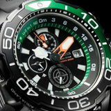 Orologio uomo cronografo subacqueo al quarzo cassa in acciaio quadrante nero e cinturino in gomma nero BJ2168-01E Dettaglio
