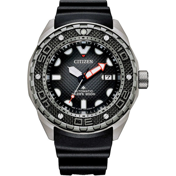 orologio uomo citizen promaster diver automatico, solo tempo quadrante nero con cinturino in poliuretano nero NB6004-08E