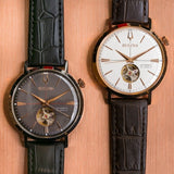 BULOVA Orologio Automatico Solo Tempo Uomo con Cassa Rotonda Quadrante Grigio e Cinturino in Pelle 98A187 Ambientato