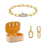 Ti Sento Set bracciale e orecchini a maglie ovali pendenti in argento dorato 4857SY