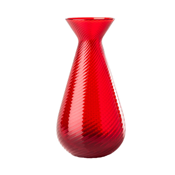 Vaso monofiore Venini Rigadin rosso in vetro soffiato di Murano 100.35