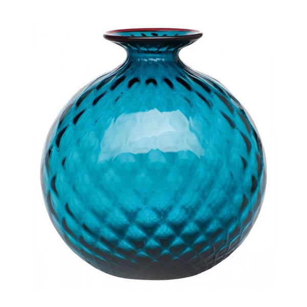 VENINI Vaso monofiore Balloton grande blu in vetro soffiato di Murano 100.18