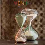 clessidra venini color verde rio e rosa cipria in vetro soffiato di Murano 420.09 Variante1