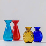 Vaso monofiore Venini Rigadin rosso in vetro soffiato di Murano 100.35 Variante1