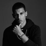 ZANCAN Bracciale da Uomo in Argento Maglia Groumette o Cubana in Argento con Testa di Pantera ESB104-B Indossato