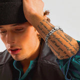 ZANCAN Bracciale da Uomo in Argento Maglia Groumette o Cubana in Argento con Testa di Pantera ESB104-B Indossato2