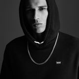 ZANCAN Collana da Uomo Maglia Groumette o Cubana in Argento Rodiato EXC471 Indossato