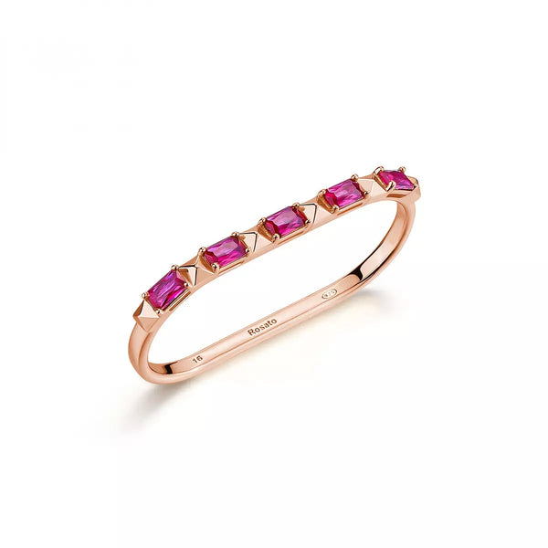 ROSATO anello doppio in argento rosa con zirconi color rubino RZCU113