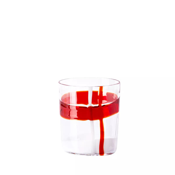 Carlo Moretti Bicchiere Bora in vetro soffiato di Murano con striscia arancione 239973
