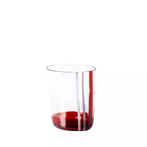 Carlo Moretti Bicchiere Bora in vetro soffiato di Murano con striscia arancione 239974