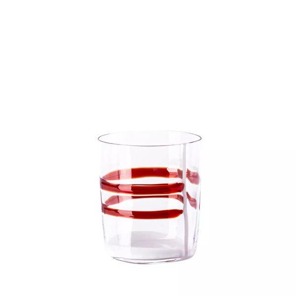 Carlo Moretti Bicchiere Bora in vetro soffiato di Murano con strisce arancioni 239975