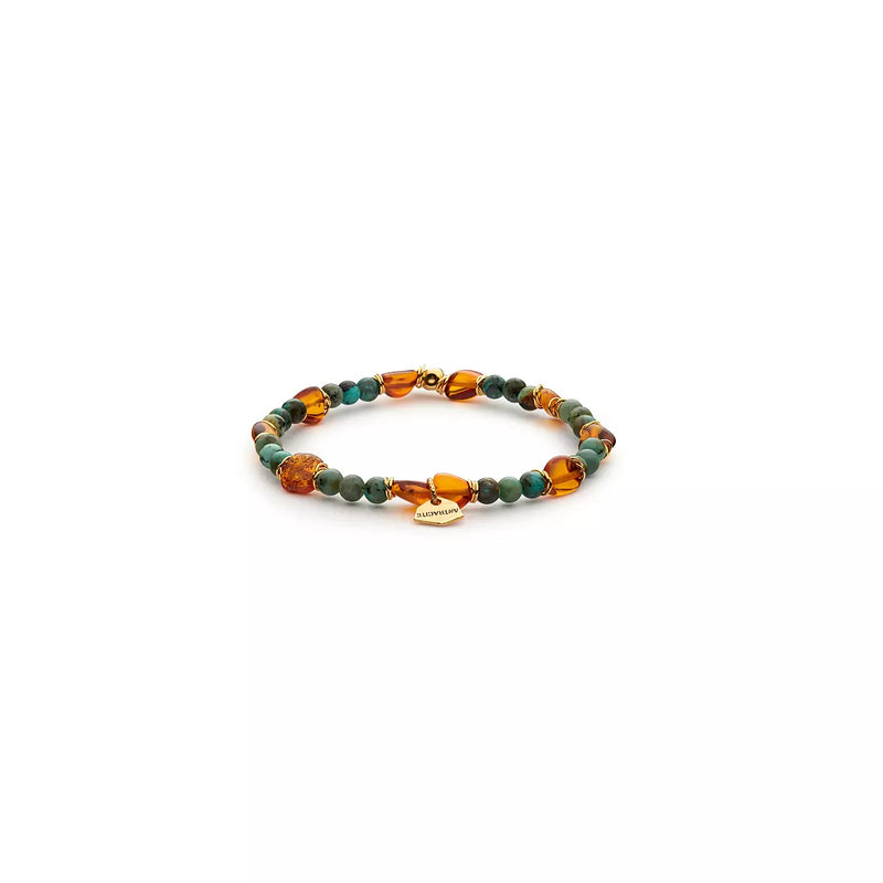 ANTRACITE Bracciale Africa con ambra e pietre dure naturali verdi