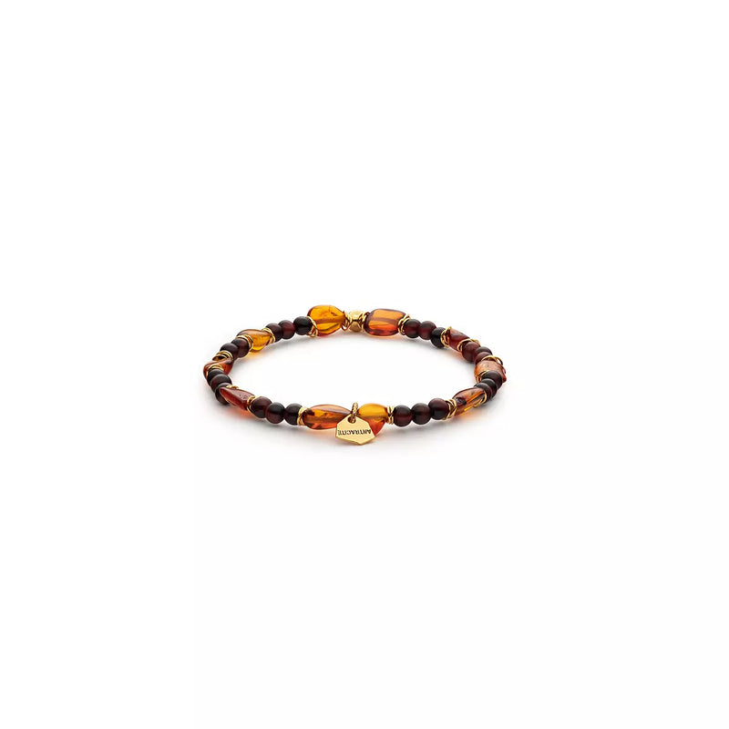 ANTRACITE Bracciale Fuoco con ambra e pietre dure naturali 