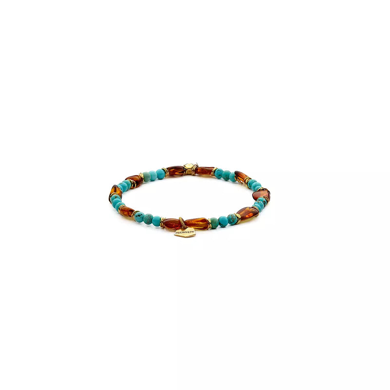 ANTRACITE Bracciale Relax con ambra e pietre dure naturali color turchese