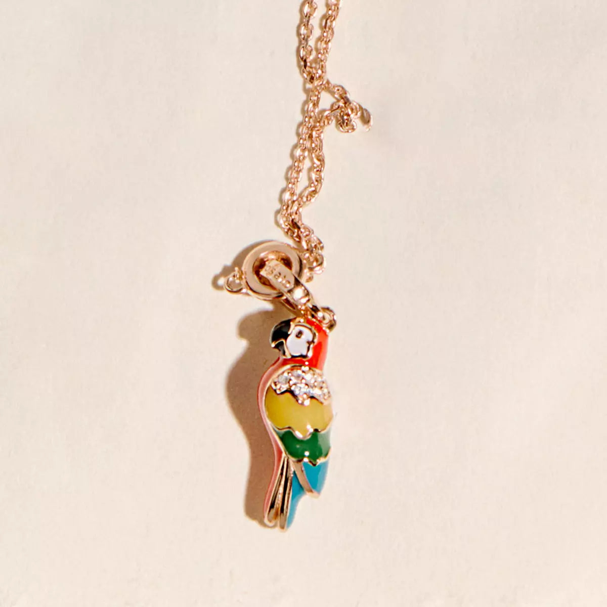 Charm Pappagallo Rosato Argento Rosè e Smalti RZ228 – ALFYO