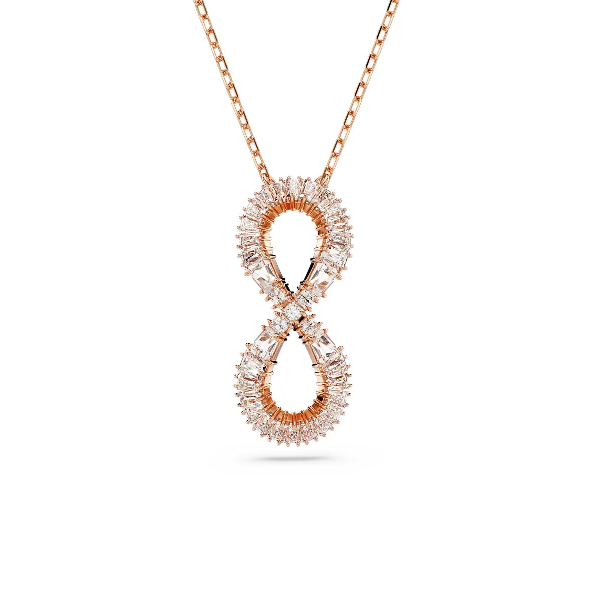 Collana Donna Con Cuore E Simbolo Infinito, Placcata Oro Rosa O Argento, Con Zircone E Strass, In Scatola Regalo, Gioiello Romantico