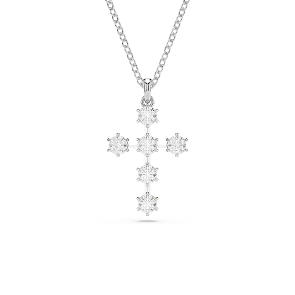 Collana Swarovski con croce in metallo rodiato e sei zirconi 5675576