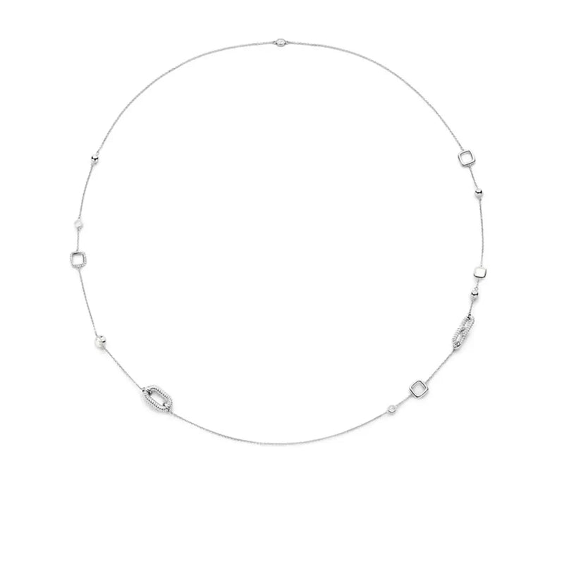 Collana donna Ti Sento lunga in argento placcato platino con zirconi 34045ZI variante2