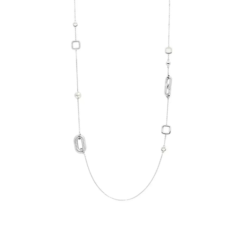 Collana donna Ti Sento lunga in argento placcato platino con zirconi 34045ZI variante