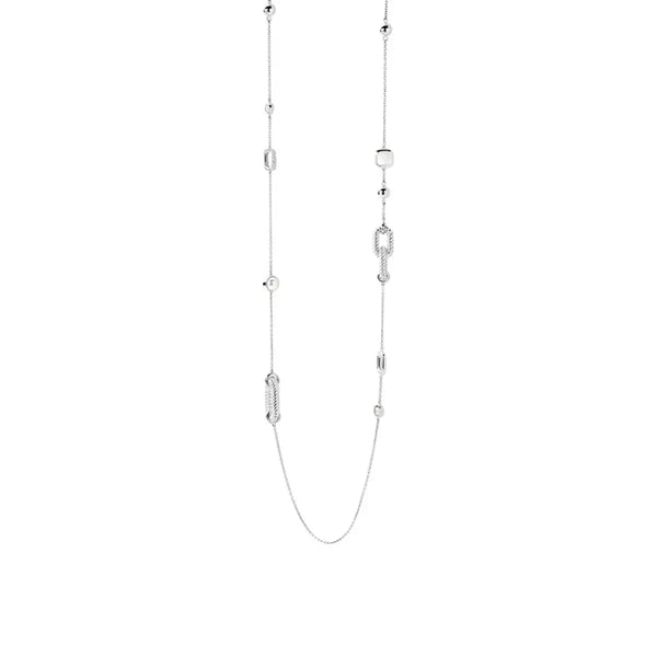 Collana donna Ti Sento lunga in argento placcato platino con zirconi 34045ZI