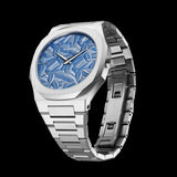 Orologio D1 Milano al Quarzo Ultra Thin Cassa e Cinturino in Acciaio Quadrante Blu Lavorato a Scaglie UTBJ35 Variante3