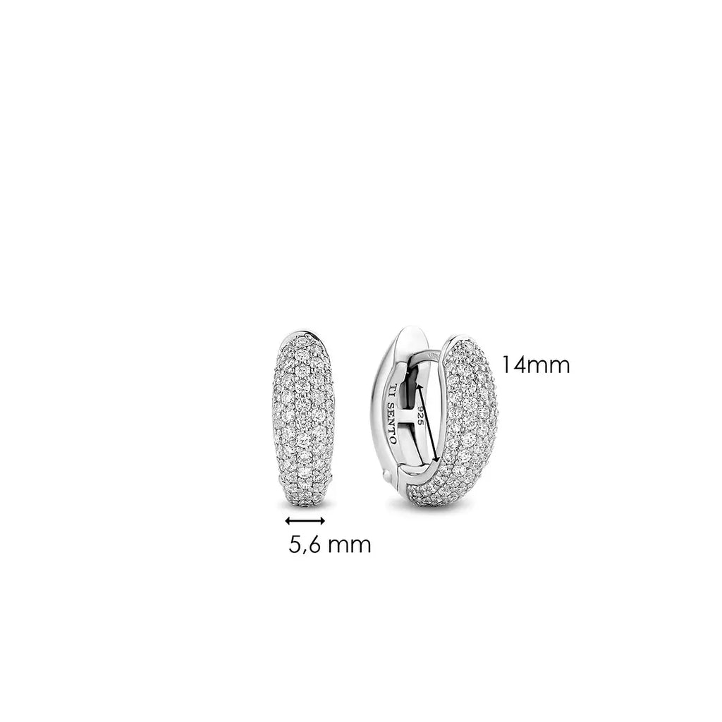 14K Oro Bianco Diamante 0.17 Ctw Semi Orecchini a Cerchio Naturale 14K Oro Bianco Diamante 0.17 Ctw Semi Orecchini a Cerchio Naturale