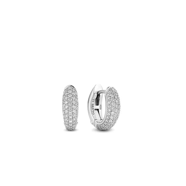 Orecchini Donna Cerchio in Oro Bianco Pavè - Gioielleria Amadori Orecchini Donna Cerchio in Oro Bianco Pavè - Gioielleria Amadori
