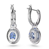 SWAROVSKI Orecchini pendenti in metallo rodiato con cristalli ovali blu con contorno di cristalli piccoli 5671817 Variante3