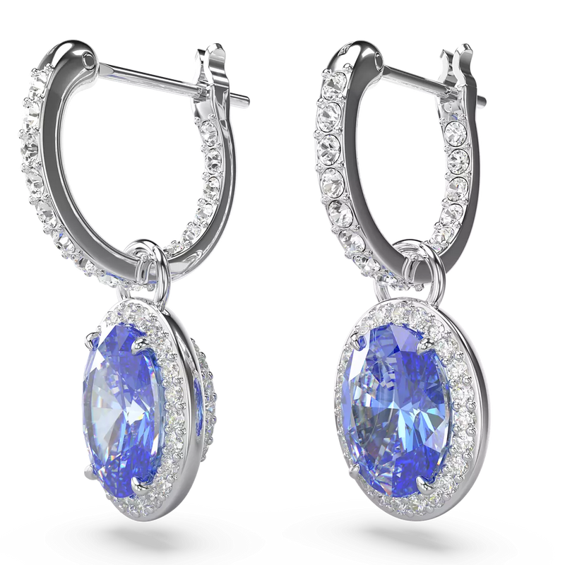SWAROVSKI Orecchini pendenti in metallo rodiato con cristalli ovali blu con contorno di cristalli piccoli 5671817 Variante2