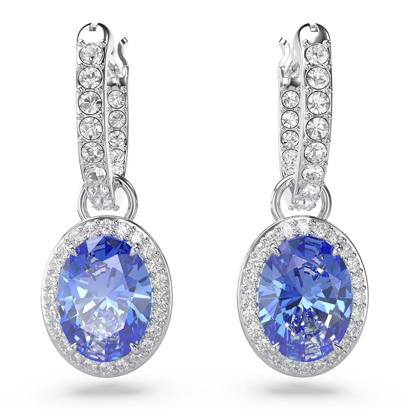 SWAROVSKI Orecchini pendenti in metallo rodiato con cristalli ovali blu con contorno di cristalli piccoli 5671817 Variante