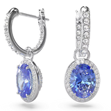 SWAROVSKI Orecchini pendenti in metallo rodiato con cristalli ovali blu con contorno di cristalli piccoli 5671817