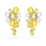 Orecchini Pendenti Swarovski Fiore Gema Placcati Oro con Cristalli Gialli e Bianchi 5652802
