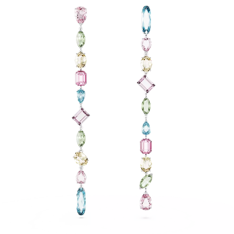 Orecchini Swarovski Pendenti Lunghi Rodiati con Cristalli Multicolori 5656430