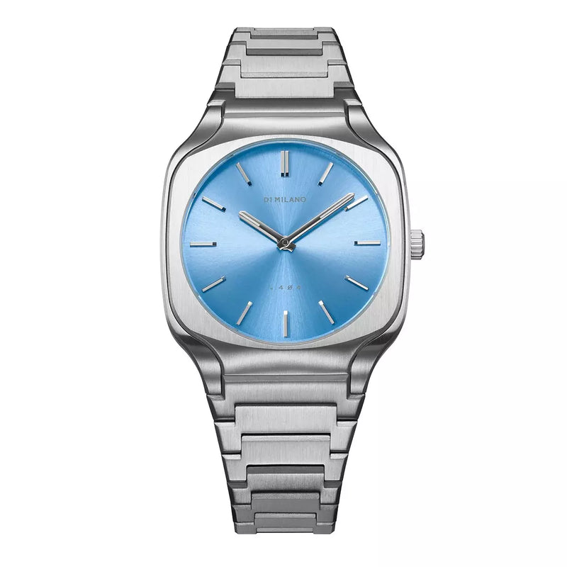 Orologio D1 Milano Square Maldives Blue al Quarzo Quadrante Azzurro Cinturino Acciaio SQBJ05