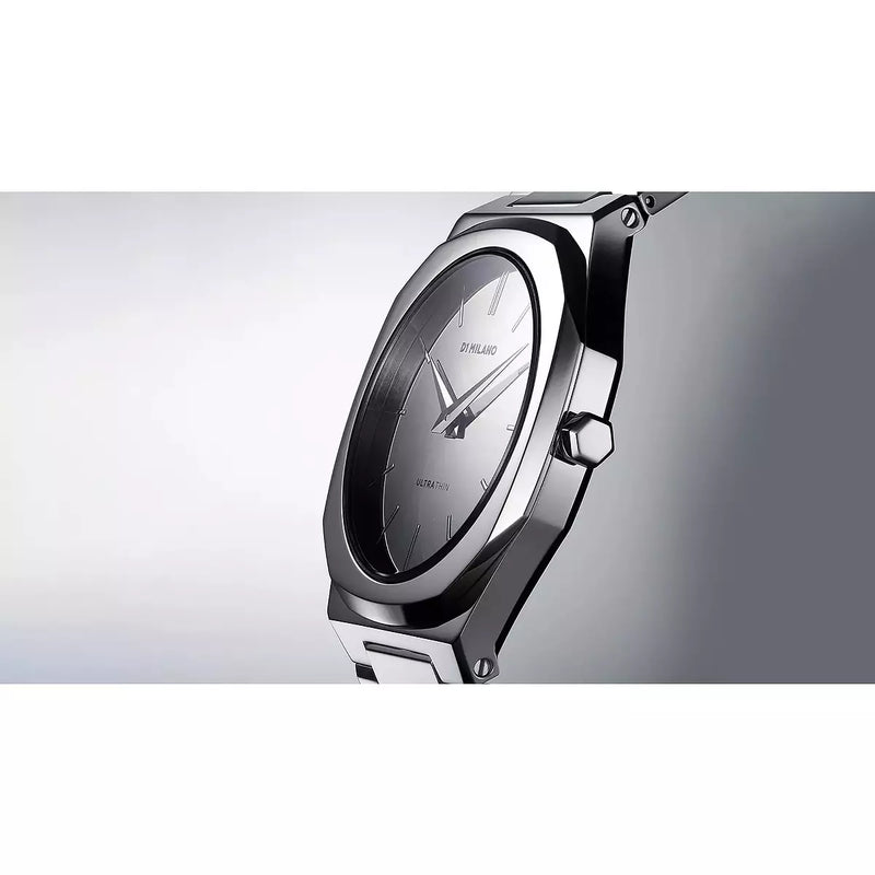 Orologio D1 Milano al Quarzo Ultra Thin Cassa e Cinturino in Acciaio Lucido Quadrante a Specchio UTBU07 Dettaglio