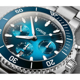 Orologio ORIS Aquis Chronograph quadrante blu bracciale in acciaio 01 771 7793 4155-07 8 23 01PEB dettaglio 2