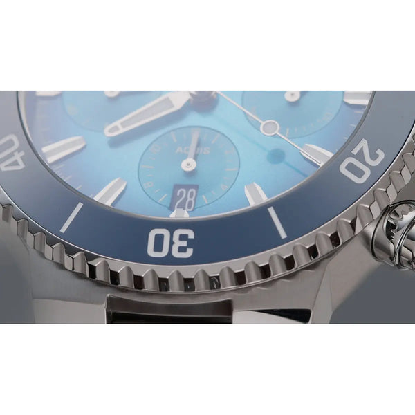 Orologio ORIS Aquis Chronograph quadrante blu bracciale in acciaio 01 771 7793 4155-07 8 23 01PEB