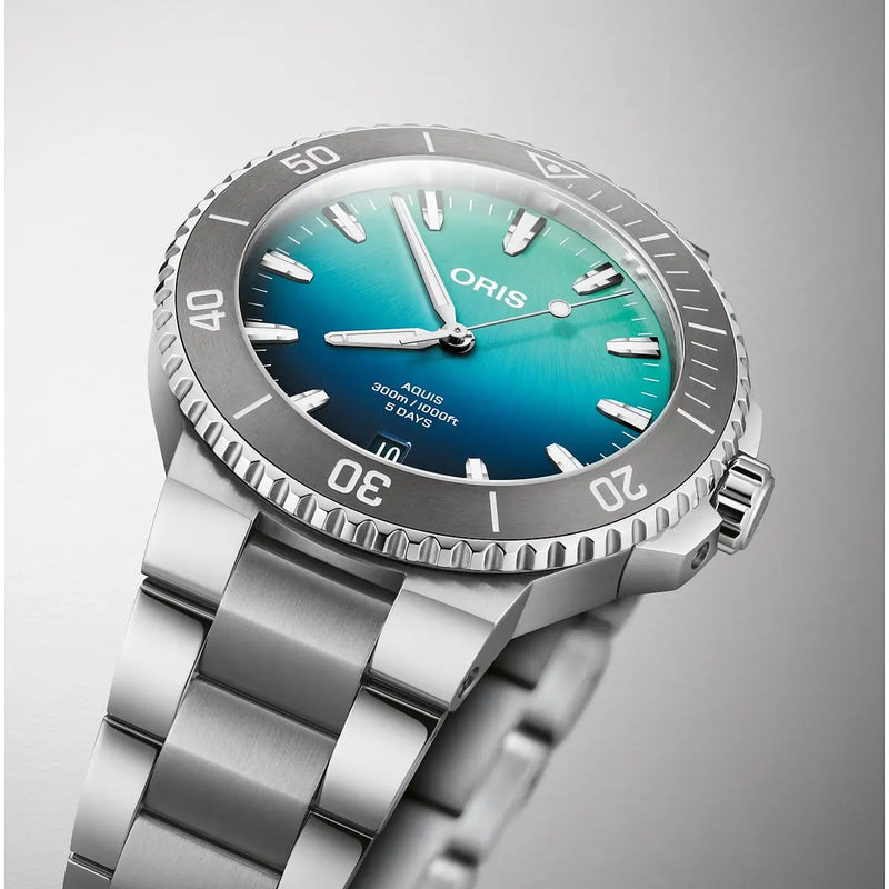 Orologio ORIS Aquis Date Great Barrier Reef IV quadrante blu bracciale in acciaio 01 400 7790 4185-Set dettaglio