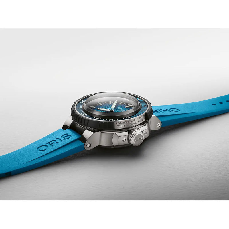Orologio ORIS Aquis Date Pro quadrante blu cinturino in gomma azzurro 01 400 7777 7155-Set dettaglio 3